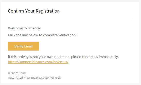 Registrering hos Binance