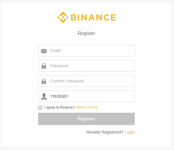 Registrering hos Binance